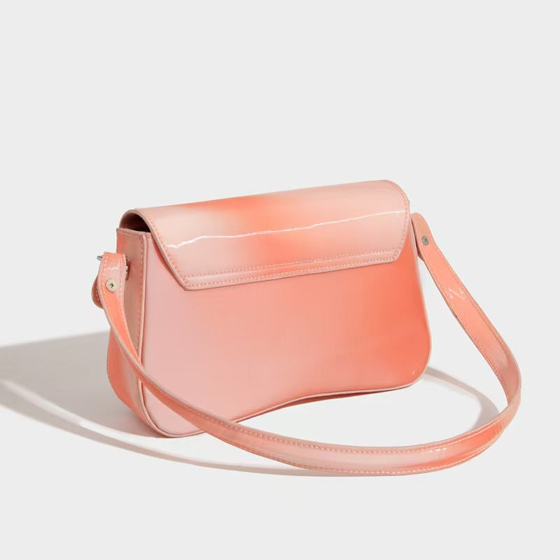 Moon Buckle Glossy Shoulder Bag – Crescent Charm Handbag for Daily & Evening Looks