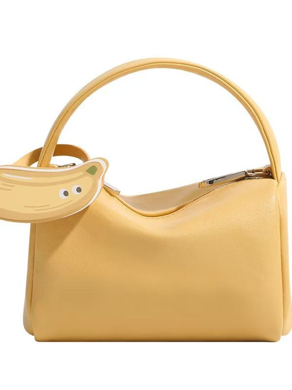 Cute Fruit Charm Mini Bag – Cherry, Banana, Apple | Soft Faux Leather Handbag