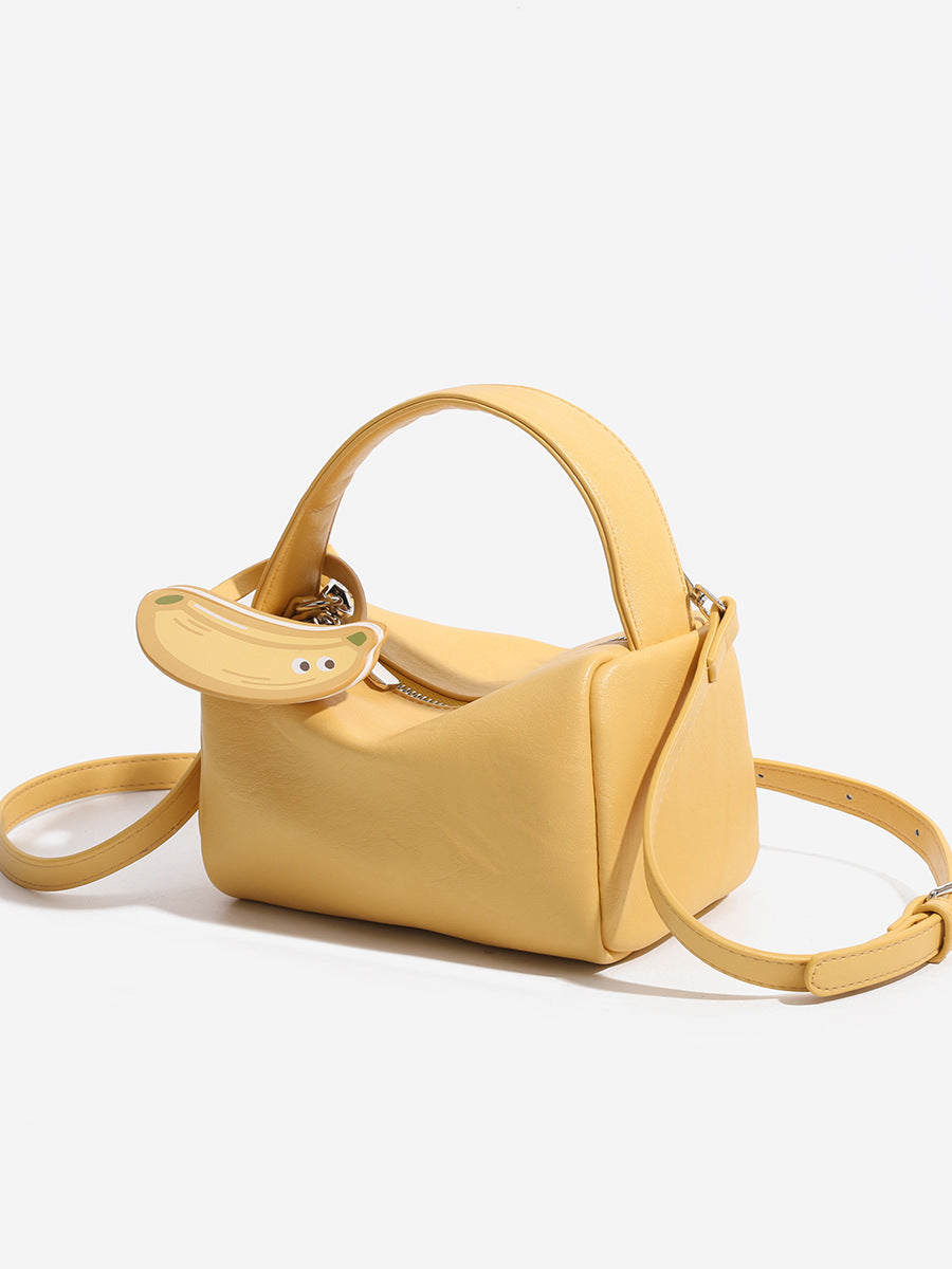 Cute Fruit Charm Mini Bag – Cherry, Banana, Apple | Soft Faux Leather Handbag