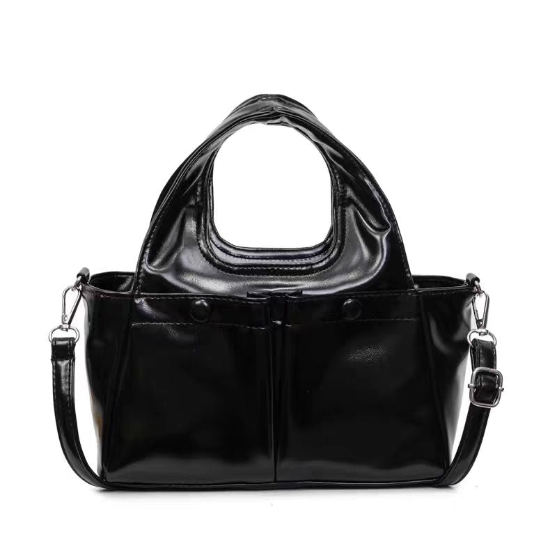 Glossy Dome-Handle Mini Shoulder Bag – Chic Crossbody in 4 Colors