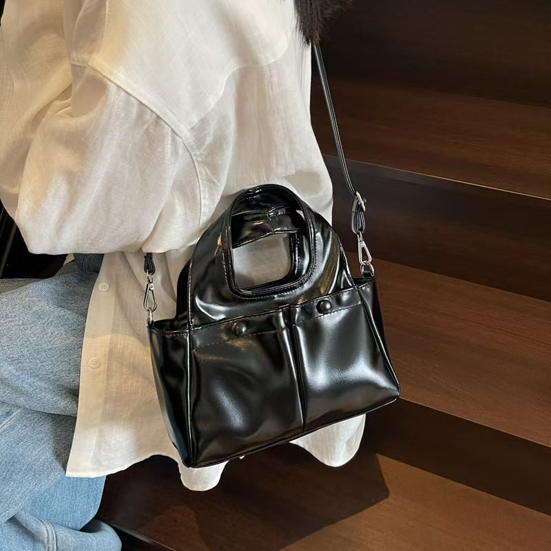 Glossy Dome-Handle Mini Shoulder Bag – Chic Crossbody in 4 Colors
