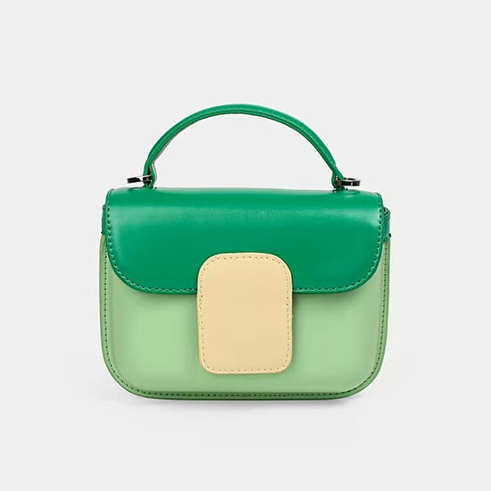 Colorblock Candy Box Bag – Cute Mini Top Handle Bag in Green, Pink, Blue