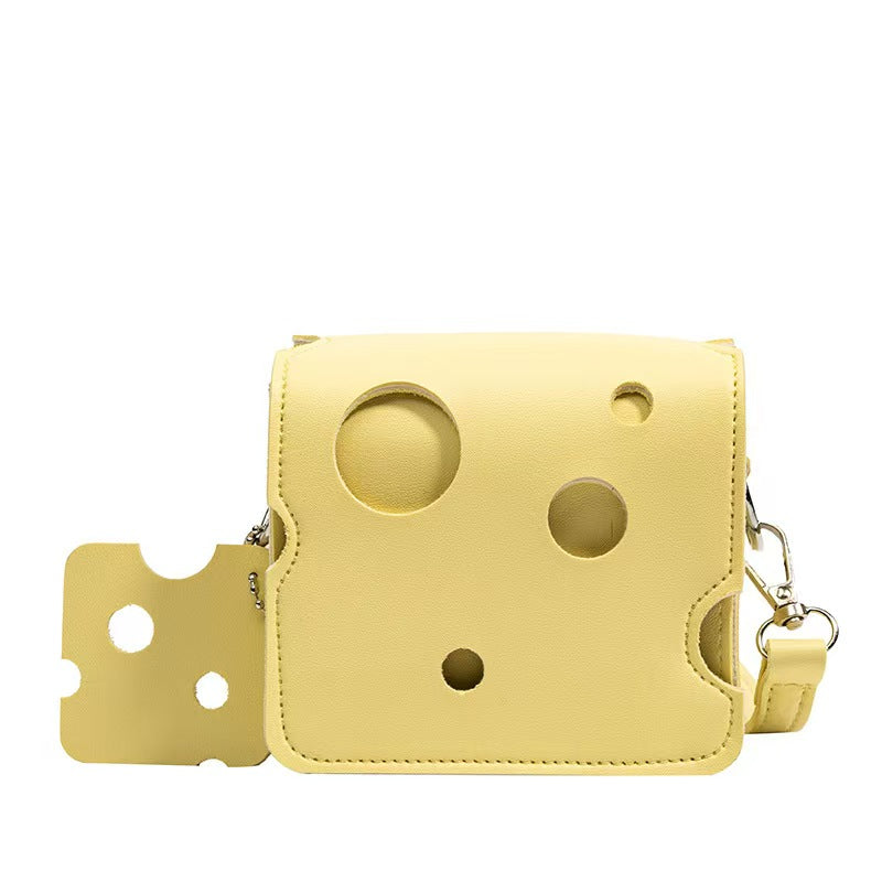 Cheese Slice Mini Crossbody Bag – Cute Cartoon Shoulder Purse with Charm