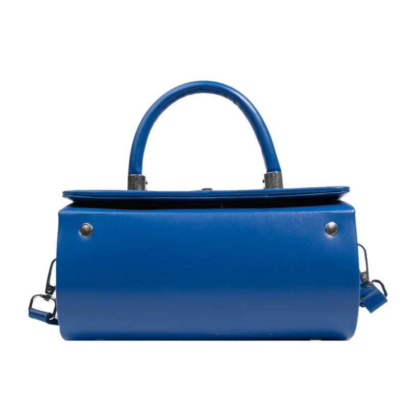 Structured Cylinder Handbag with Top Handle & Strap – Modern Minimalist Satchel