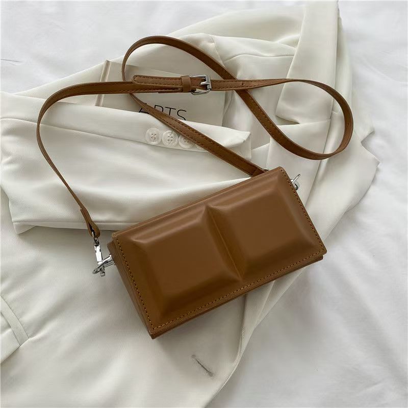 Glossy Candy Color Rectangle Shoulder Bag – Avant-Garde Padded Crossbody Purse