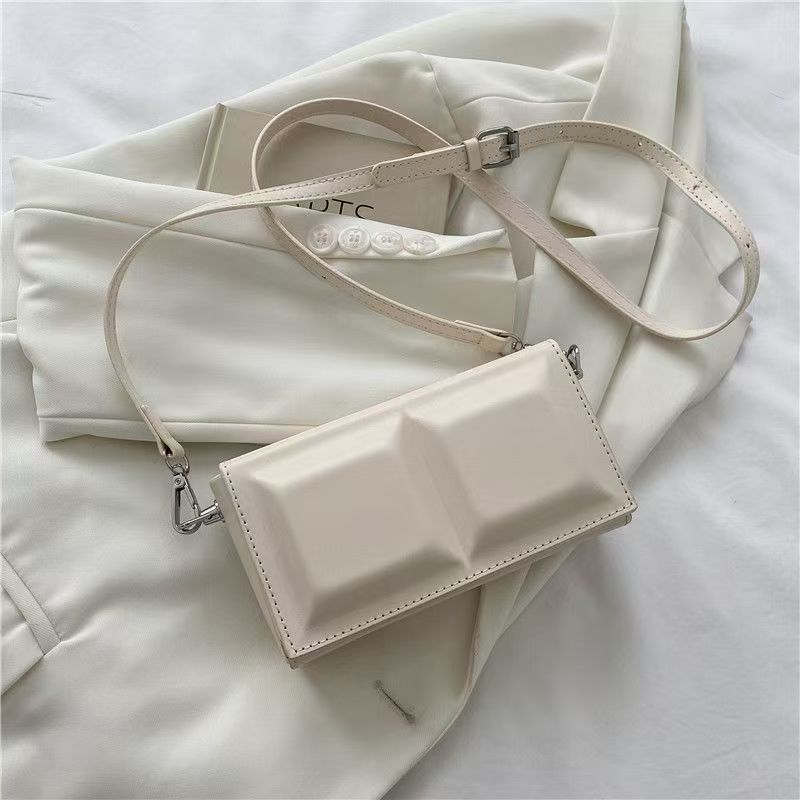 Glossy Candy Color Rectangle Shoulder Bag – Avant-Garde Padded Crossbody Purse