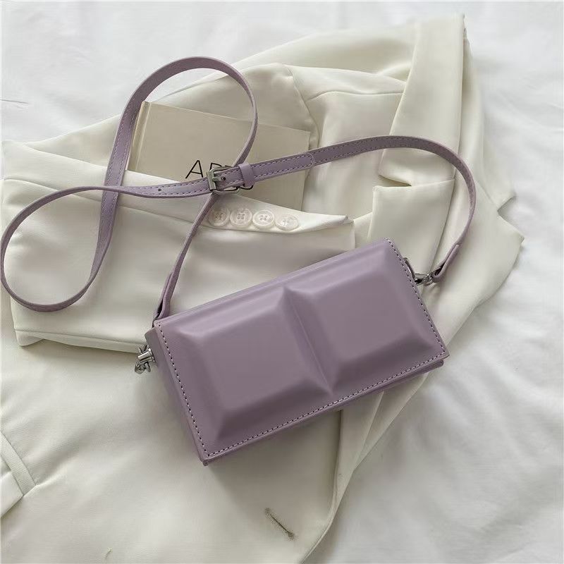 Glossy Candy Color Rectangle Shoulder Bag – Avant-Garde Padded Crossbody Purse