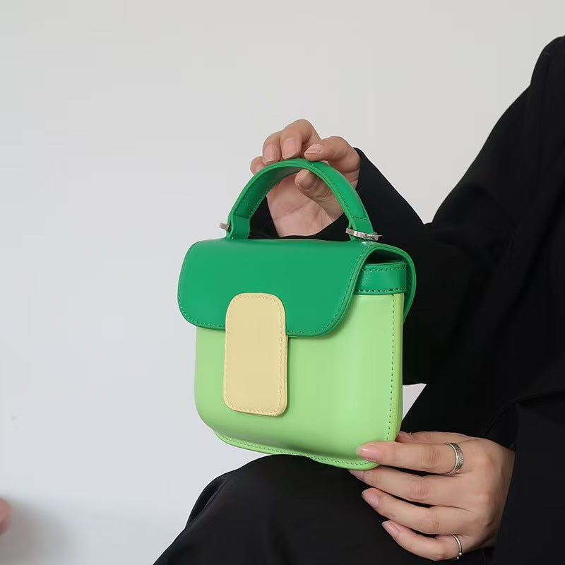 Colorblock Candy Box Bag – Cute Mini Top Handle Bag in Green, Pink, Blue