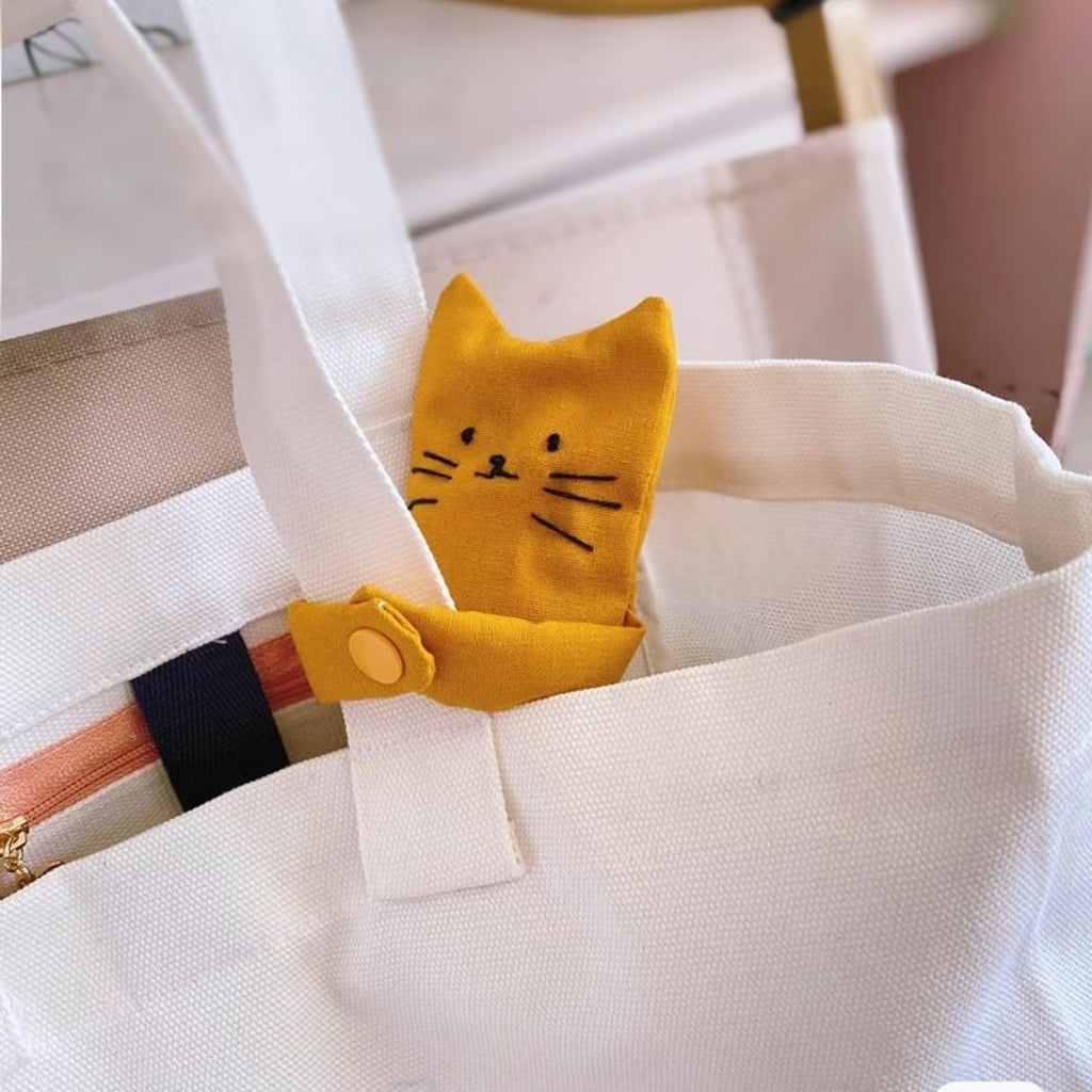 Cute Cat-Shaped Canvas Tote Bag Clip & Accessory – Detachable, Decorative, and Functional