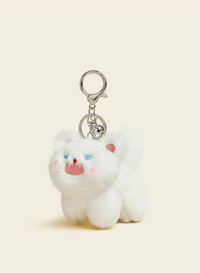 Cute Plush Cat Keychain | Soft Bag Charm with Bell – Black & White Kitty Accessories