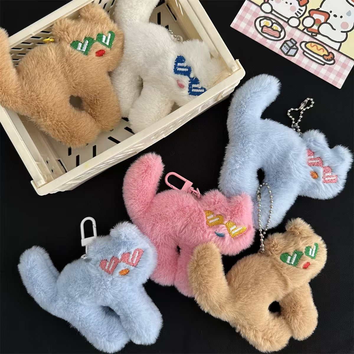 Plush Cat Keychain – Cute Furry Cat Bag Charm & Accessory | 5 Colors