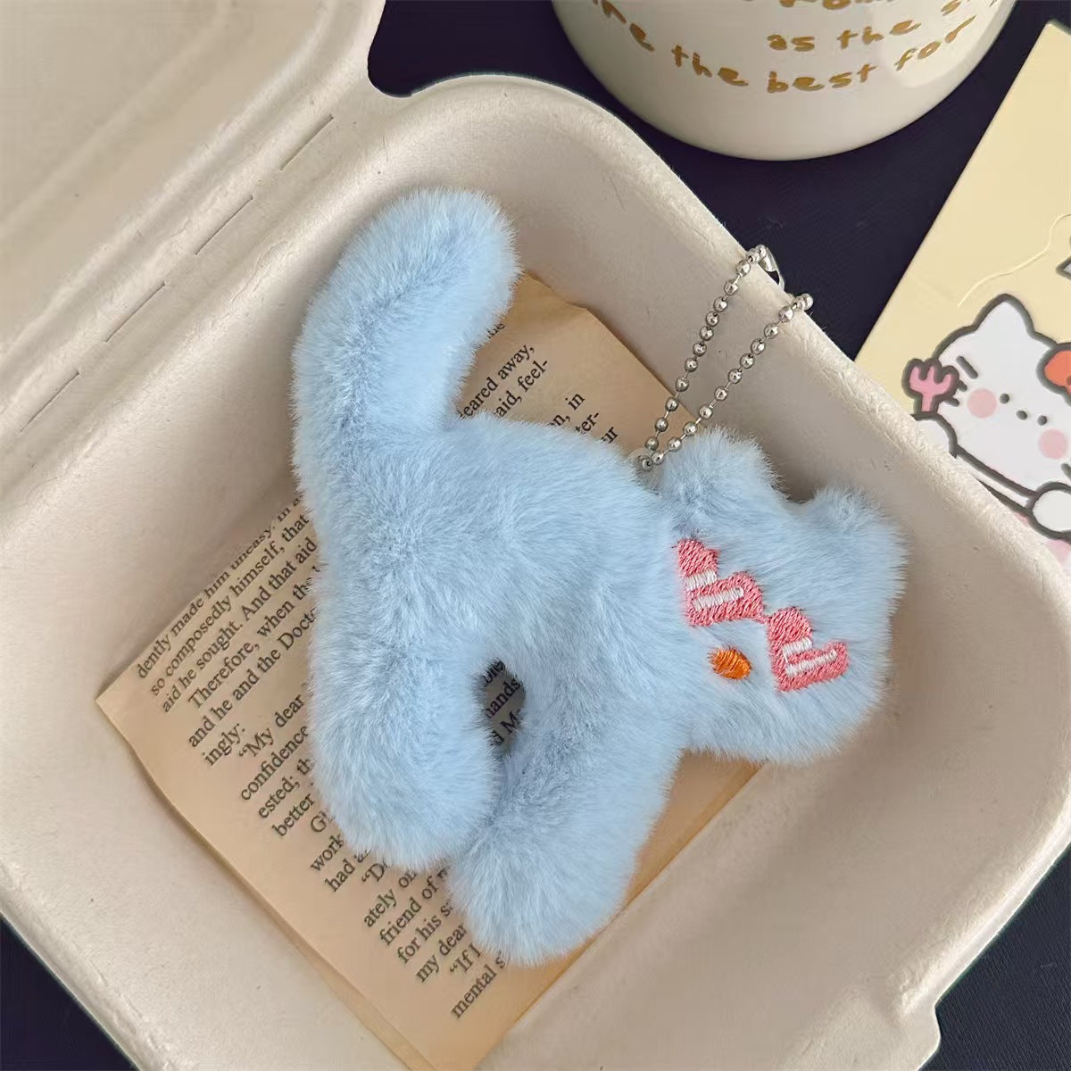 Plush Cat Keychain – Cute Furry Cat Bag Charm & Accessory | 5 Colors