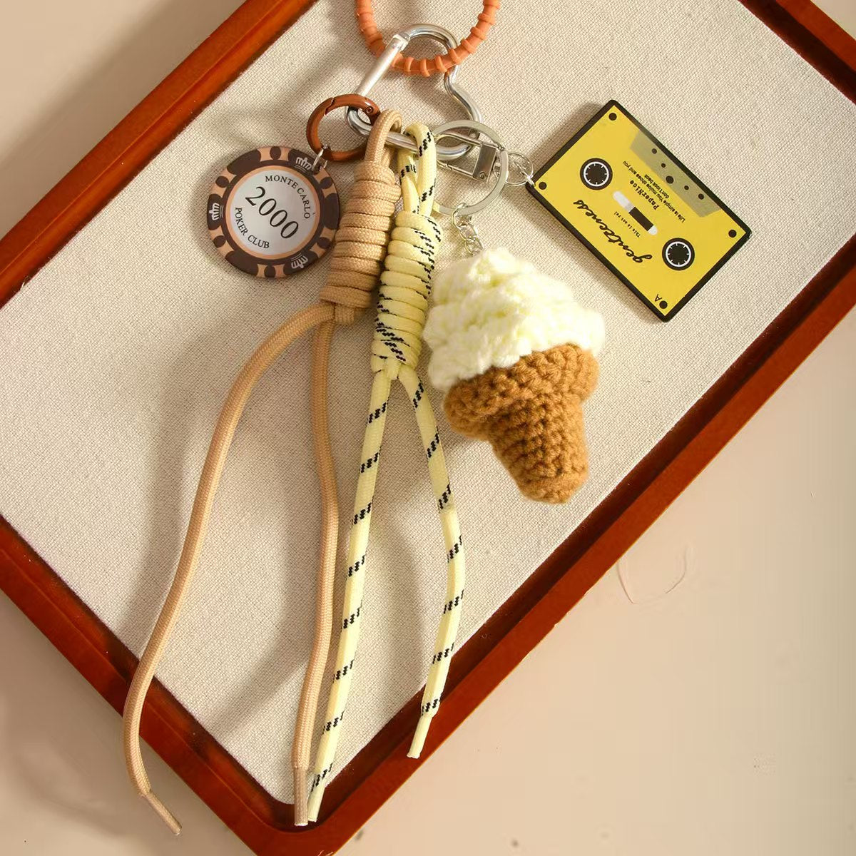 Handmade Crochet Ice Cream Keychain – Kawaii Bag Charm & Backpack Accessory