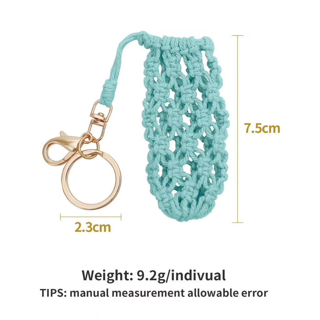 Mini Crochet Keychain Bag Holder – Handwoven Mesh Pouch with Keyring & Lobster Clasp for AirPods, Lipstick, Coins – Multiple Colors