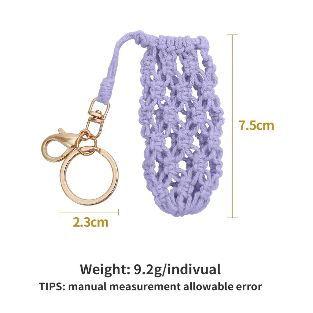 Mini Crochet Keychain Bag Holder – Handwoven Mesh Pouch with Keyring & Lobster Clasp for AirPods, Lipstick, Coins – Multiple Colors