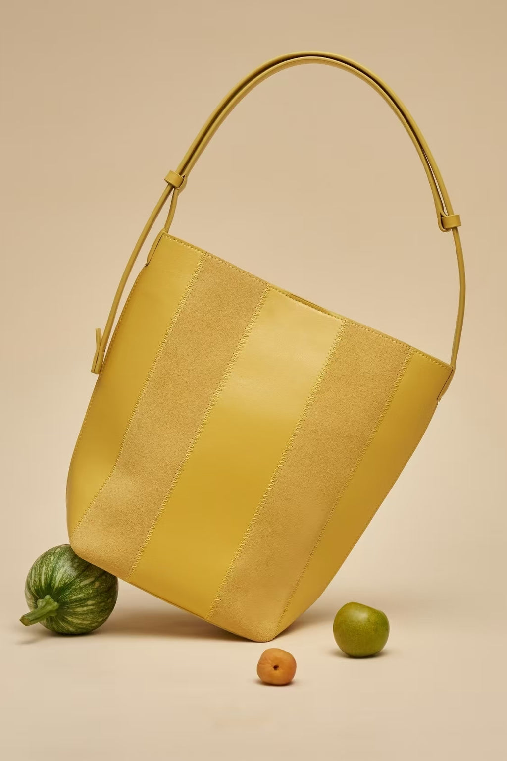 Vintage Striped Bucket Shoulder Bag – Suede & Faux Leather Patchwork Tote for Women