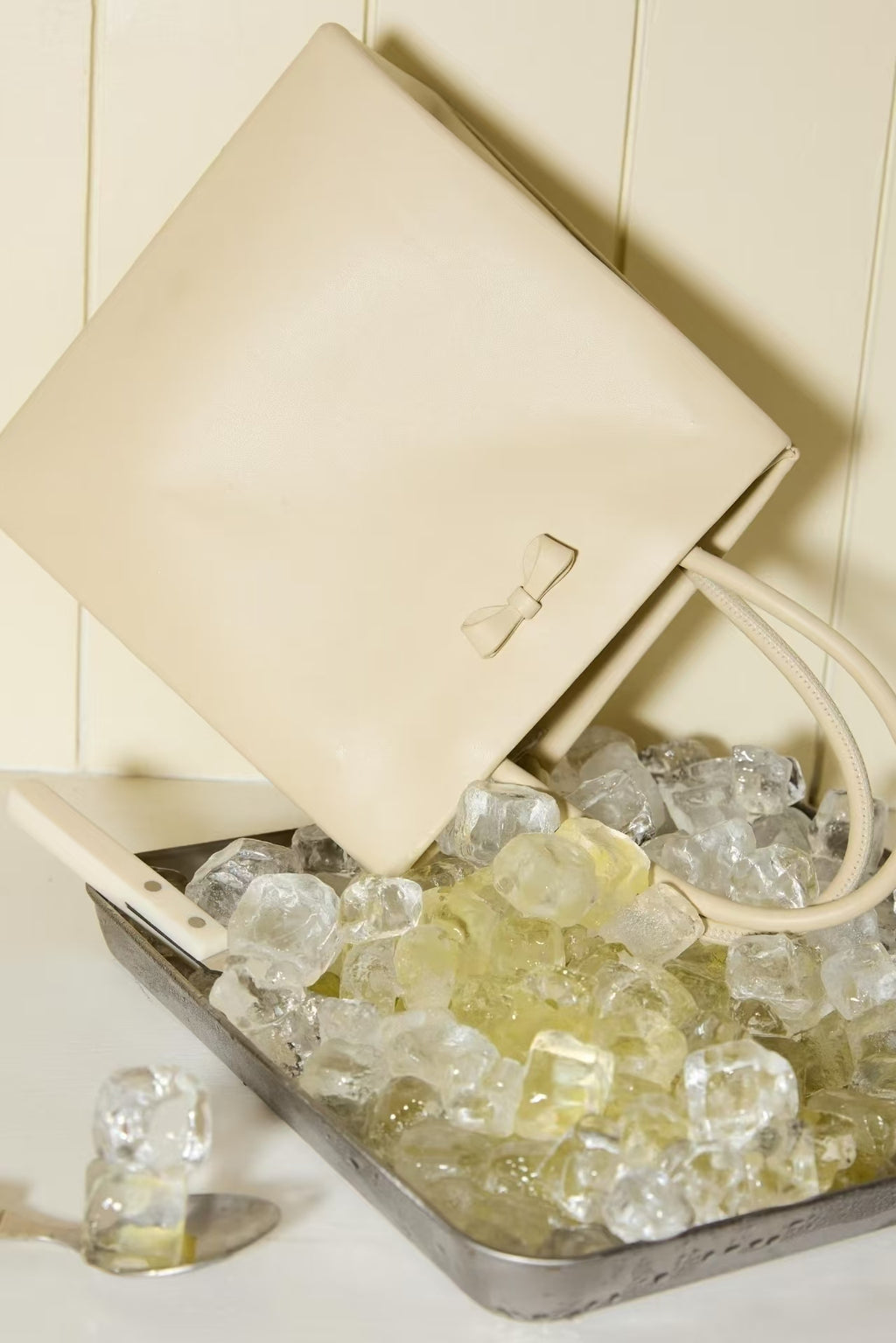 Elegant Bow-Detail Structured Tote Bag – Yellow, Cream, Brown | Minimalist Faux Leather Handbag for Work & Everyday