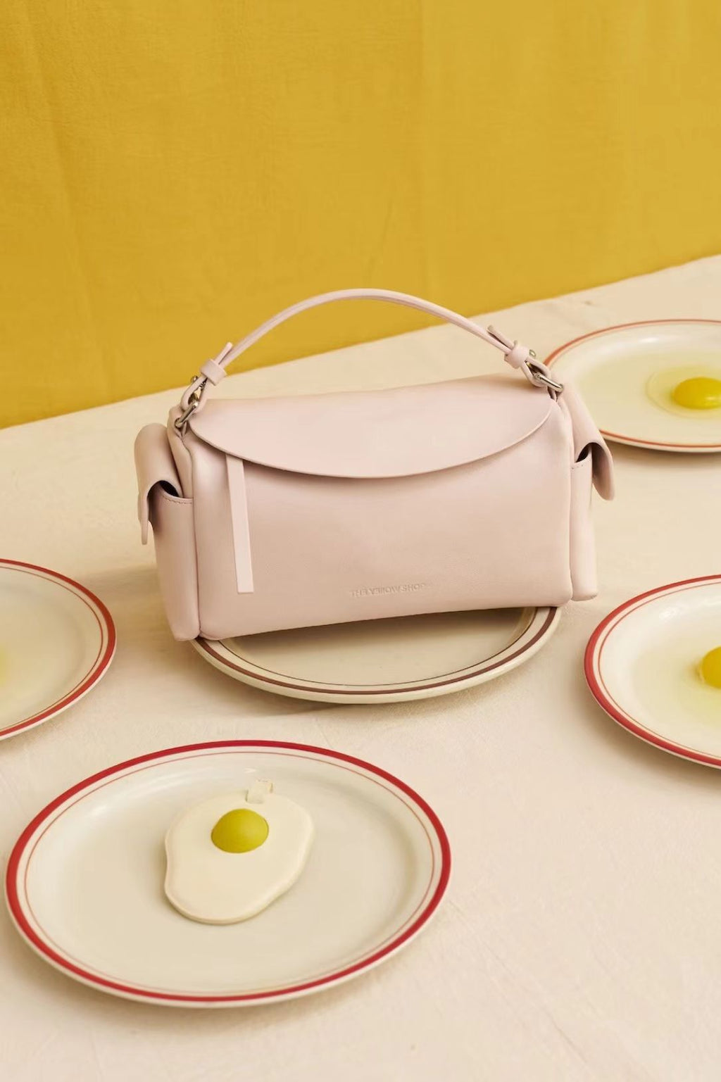 Petal Kiss Round Crossbody Bag – Soft Faux Leather Floral Shape Mini Handbag with Top Handle & Shoulder Strap (Pink, Yellow, Cream)