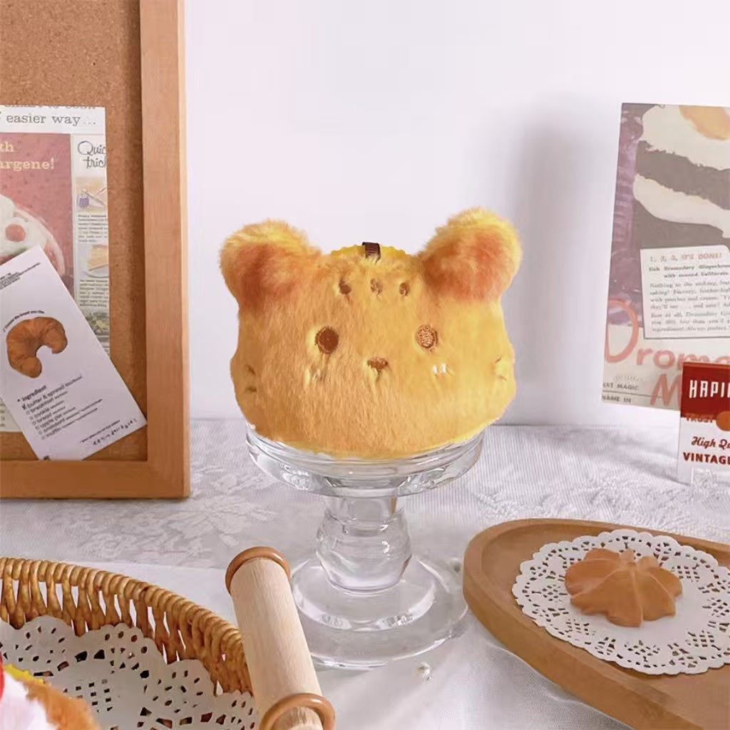 Cute Bear Bread Plush Bag Charm – Soft Furry Keychain for Handbags, Backpacks & Gifts