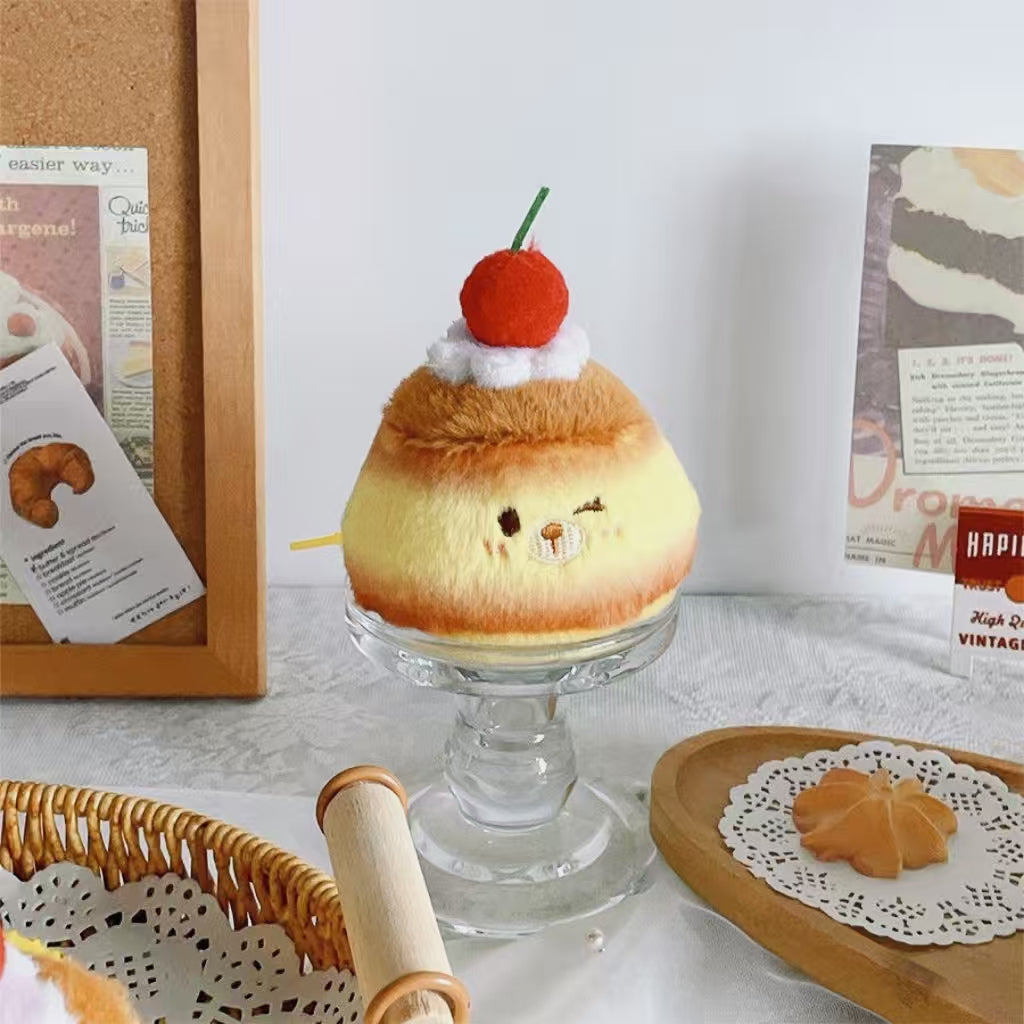 Plush Bear Dessert Bag Charm – Cute Pudding & Cake Keychain Accessory for Handbags, Backpacks, and Gifts