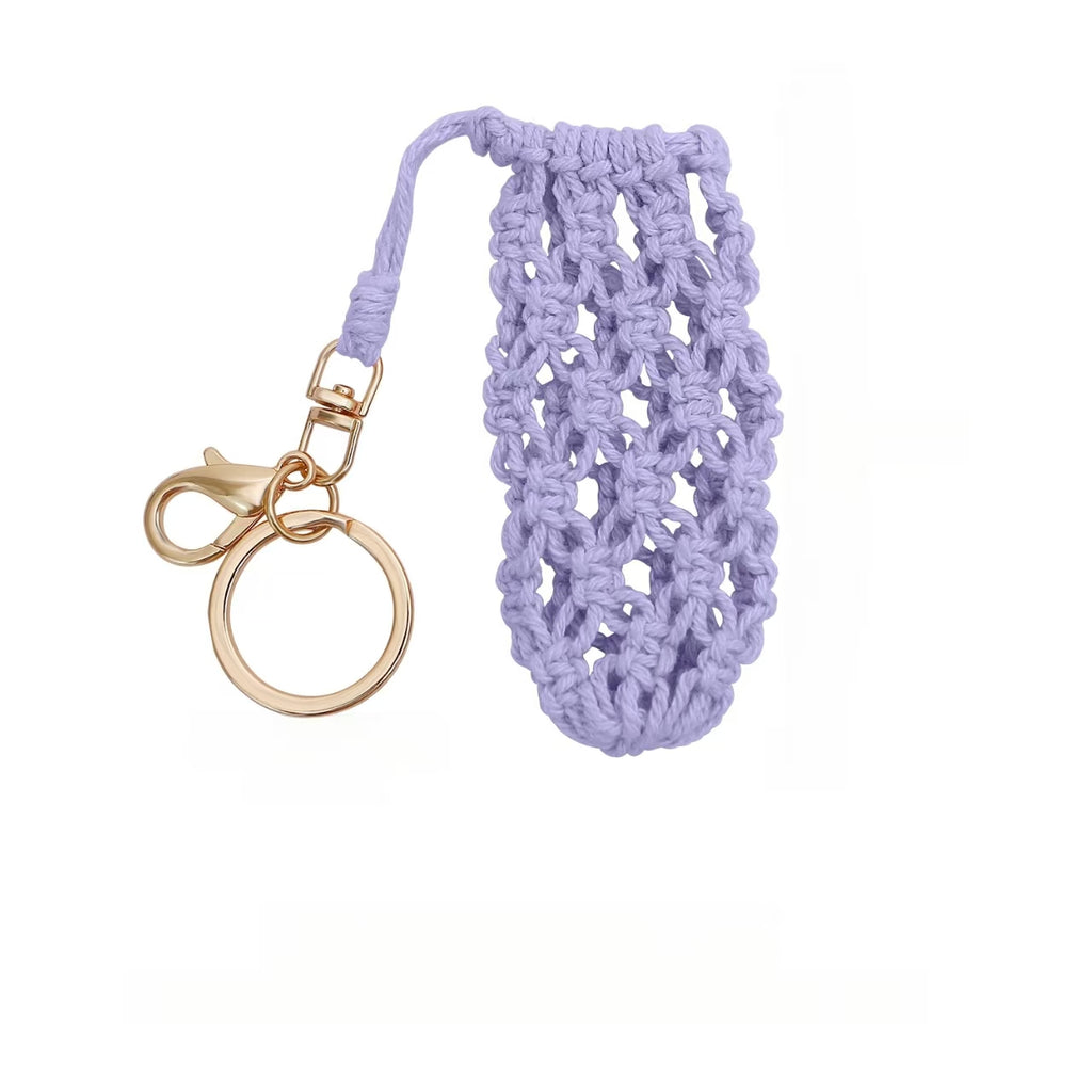 Mini Crochet Keychain Bag Holder – Handwoven Mesh Pouch with Keyring & Lobster Clasp for AirPods, Lipstick, Coins – Multiple Colors