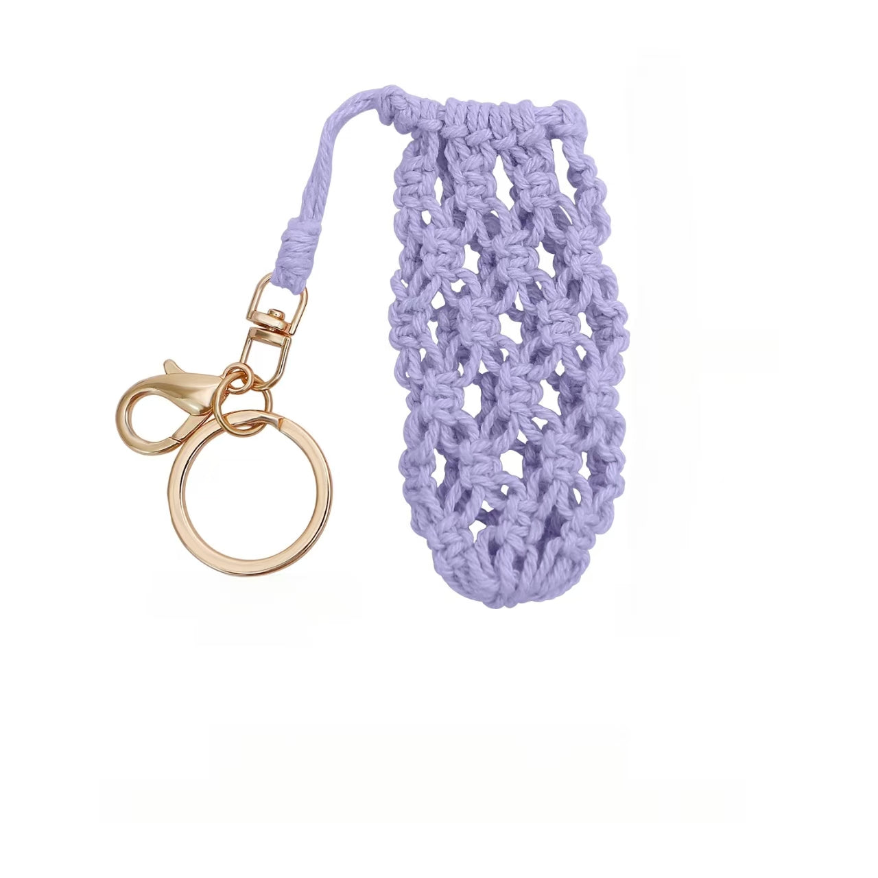 Mini Crochet Keychain Bag Holder – Handwoven Mesh Pouch with Keyring & Lobster Clasp for AirPods, Lipstick, Coins – Multiple Colors