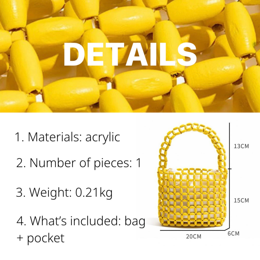 Beaded Handbag – Handmade Retro Acrylic Purse in 6 Colors | Summer Shoulder Bag
