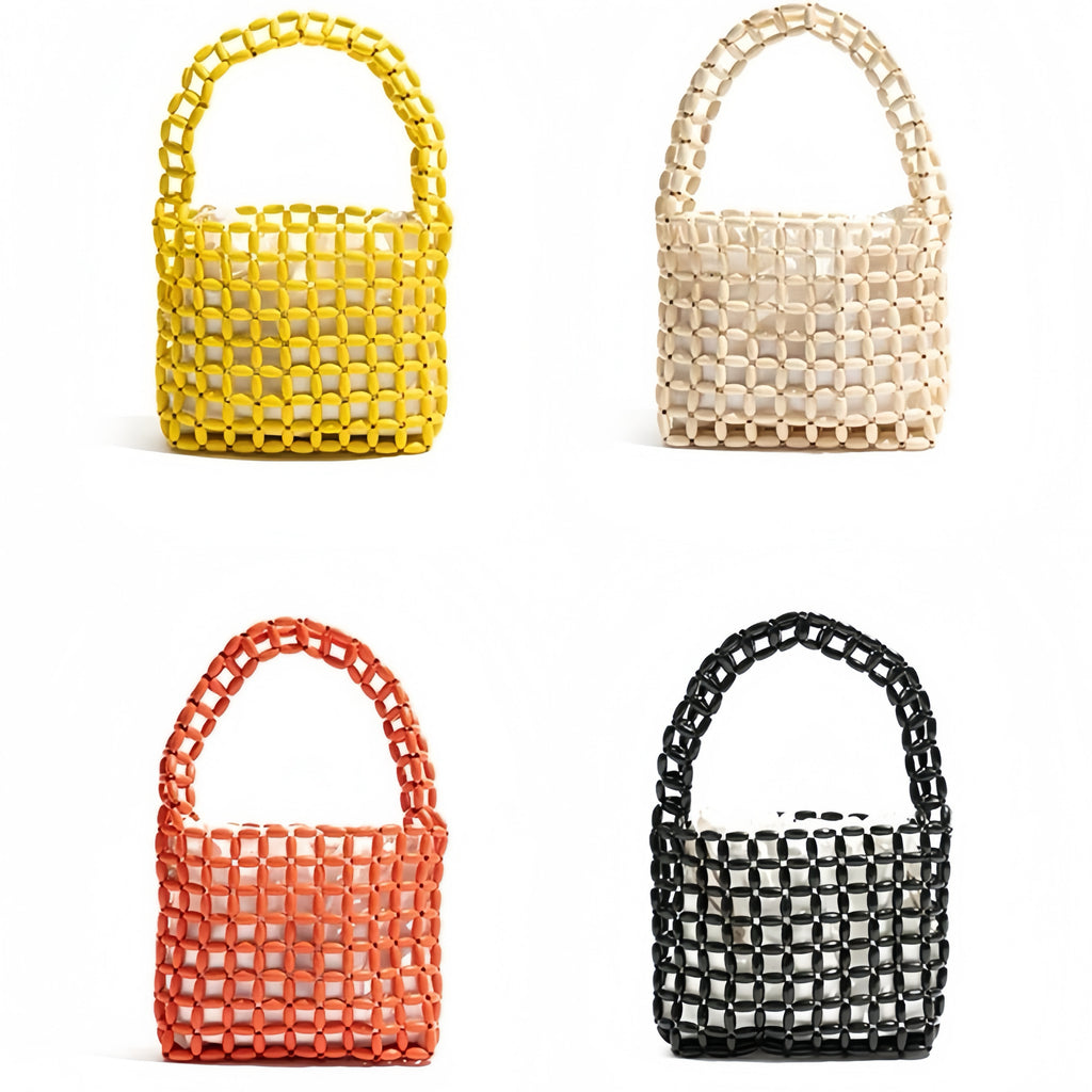 Beaded Handbag – Handmade Retro Acrylic Purse in 6 Colors | Summer Shoulder Bag