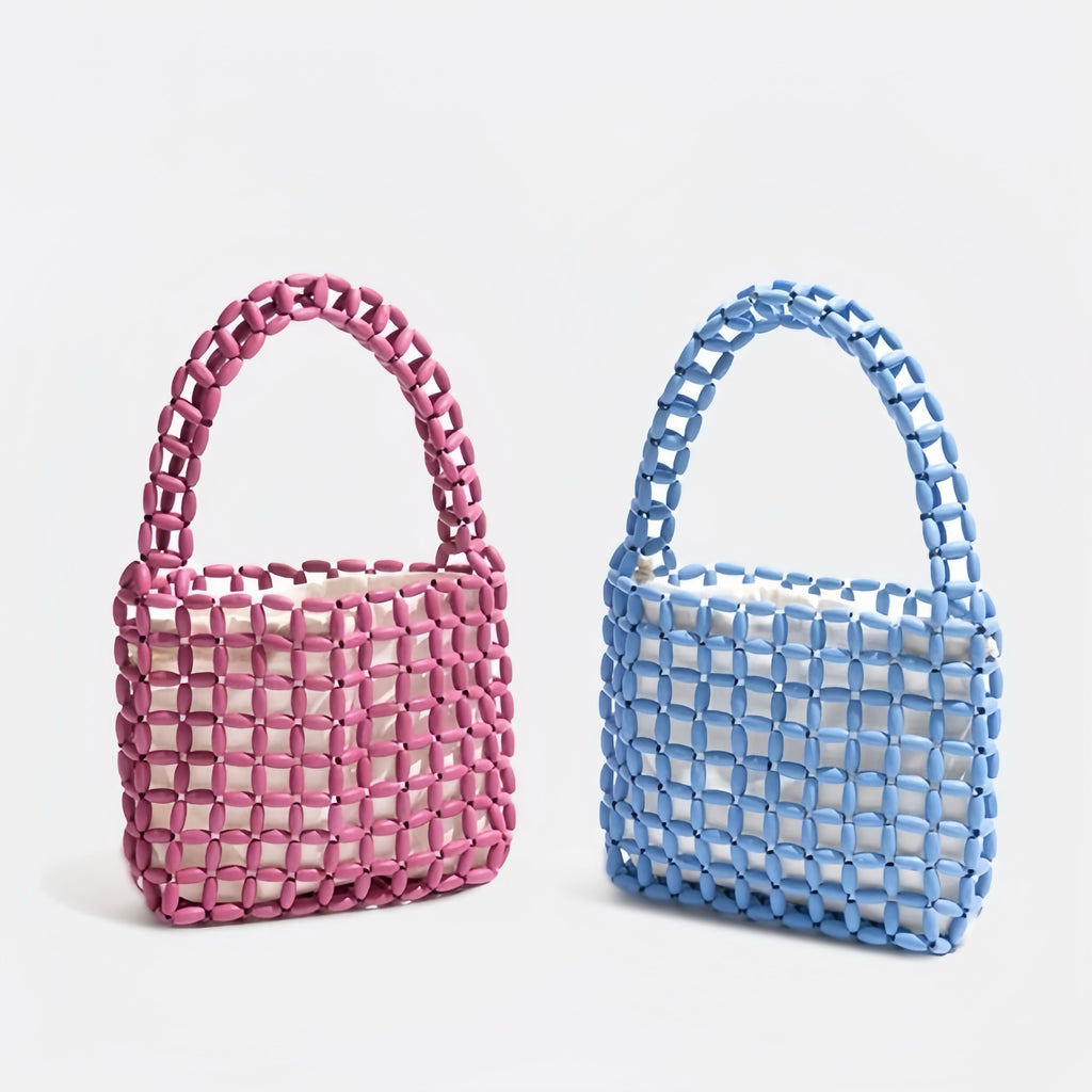 Beaded Handbag – Handmade Retro Acrylic Purse in 6 Colors | Summer Shoulder Bag