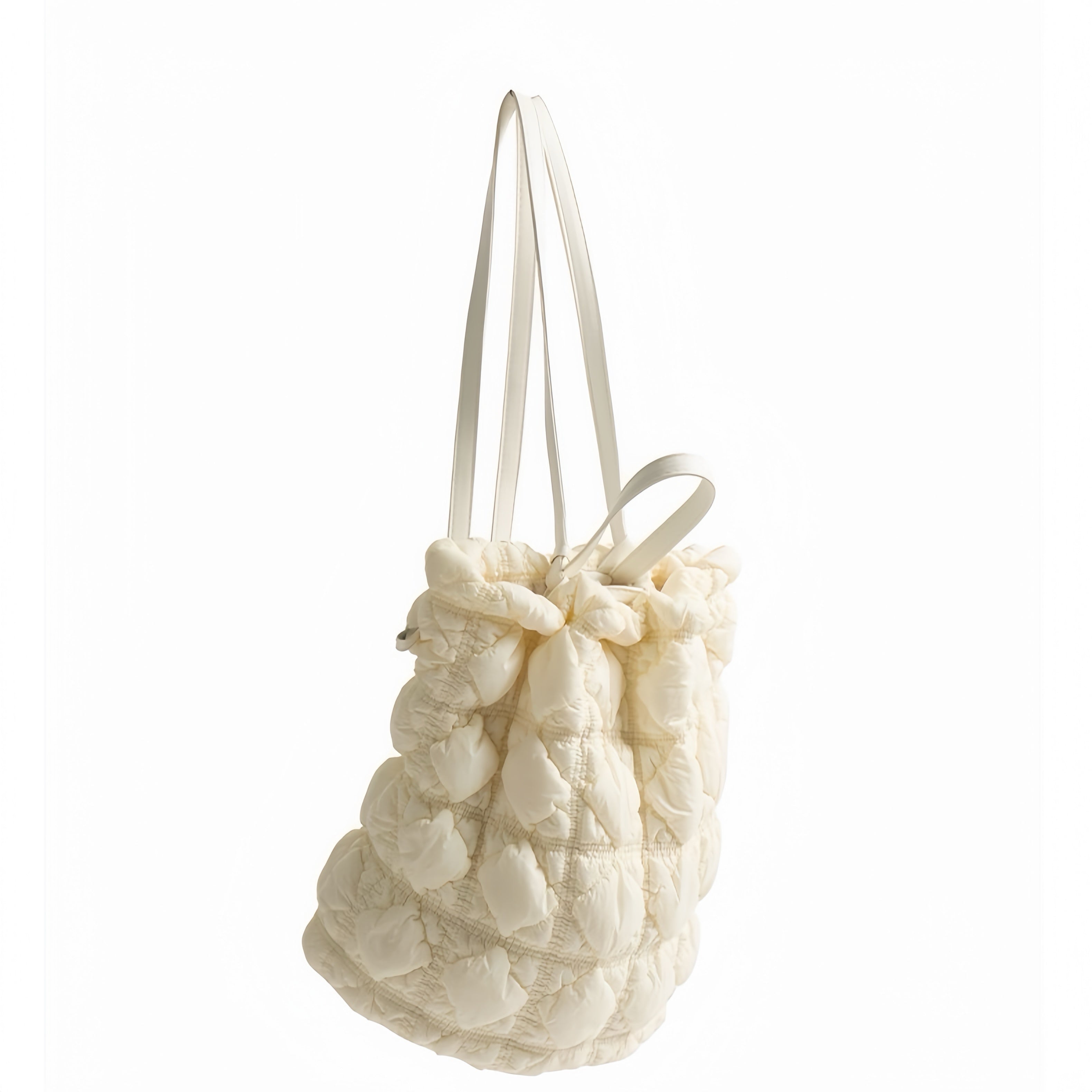Quilted Puff Backpack – Lightweight Drawstring Bag in Black, White & Silver | Fashion Padded Travel Backpack