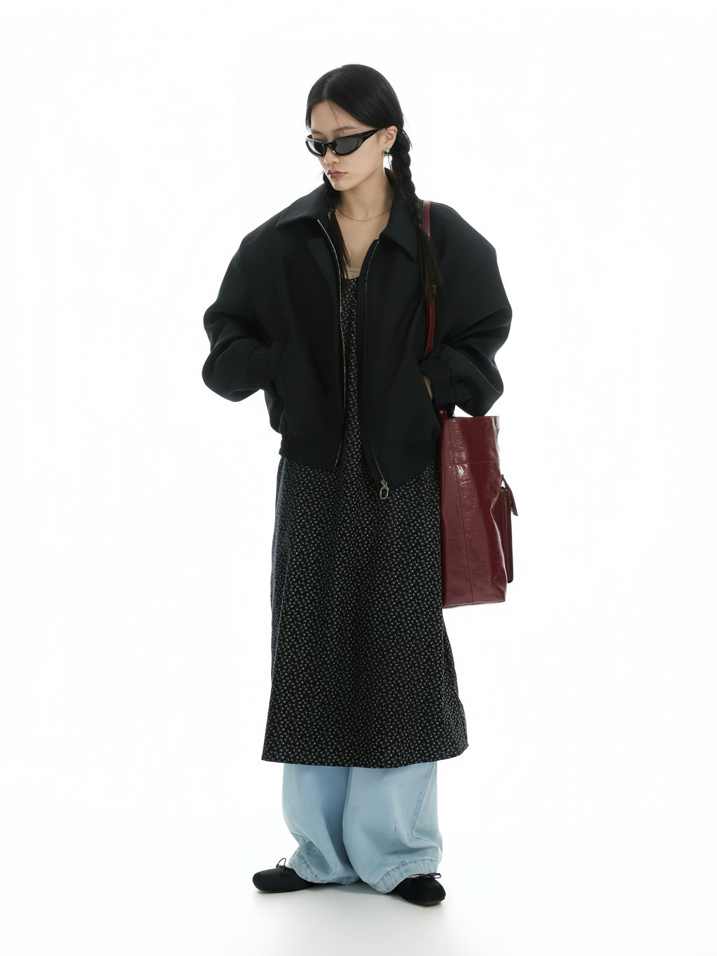 Burgundy Structured Leather Tote – Convertible Crossbody Shoulder Bag with Cutout Handle | Minimalist City Bag