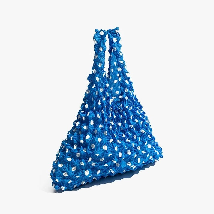 Stretch Net Tote Bag – Hand-Knotted Terylene Mesh in Red, Purple, Green, Blue | Lightweight, Foldable, Eco-Friendly