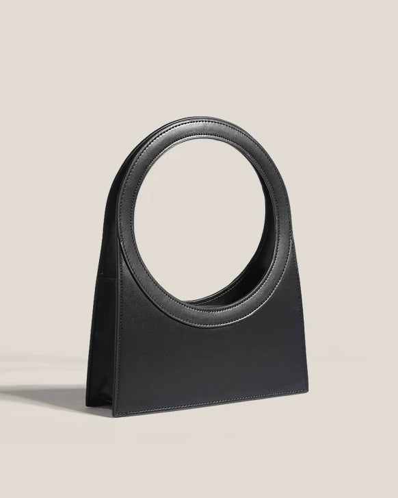 Geometric Circle Handle Handbag – Modern Sculptural Purse in Black & Neon Green | Statement Top Handle Bag