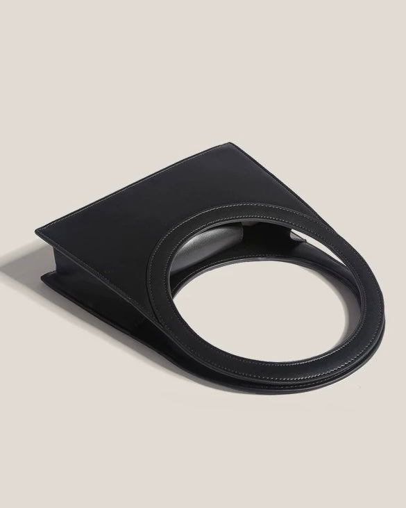 Geometric Circle Handle Handbag – Modern Sculptural Purse in Black & Neon Green | Statement Top Handle Bag
