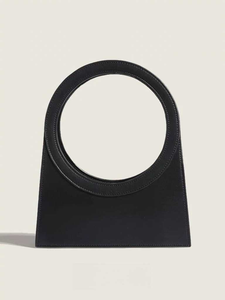 Geometric Circle Handle Handbag – Modern Sculptural Purse in Black & Neon Green | Statement Top Handle Bag