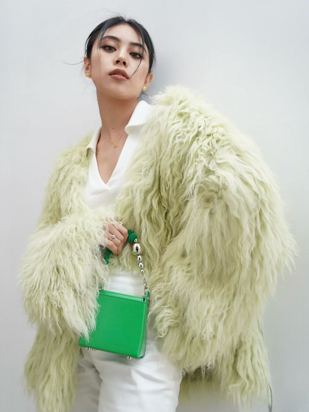 Mini Box Handbag – Sculpted Top Handle Bag with Oversized Beads in Blue & Green | Geometric Crossbody Purse