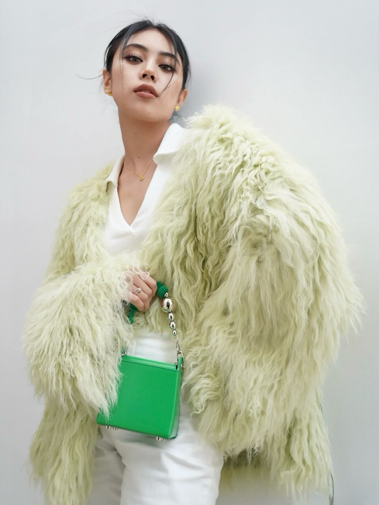 Mini Box Handbag – Sculpted Top Handle Bag with Oversized Beads in Blue & Green | Geometric Crossbody Purse