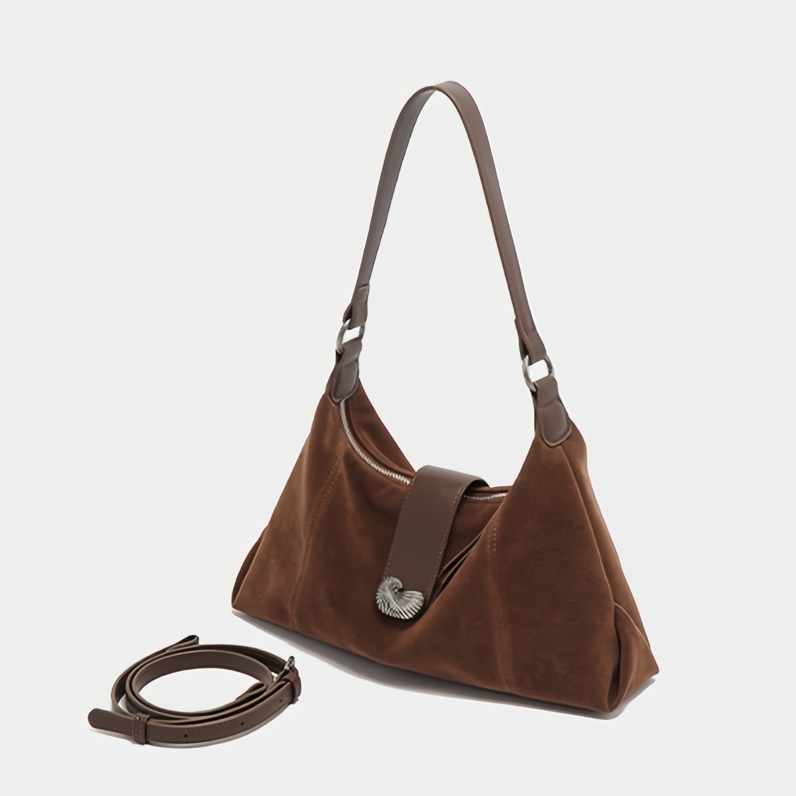 Vintage Crescent Shoulder Bag – Elegant Clasp & Soft Silhouette
