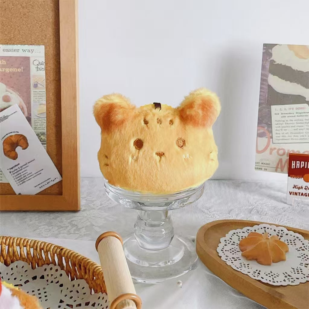 Cute Bear Bread Plush Bag Charm – Soft Furry Keychain for Handbags, Backpacks & Gifts